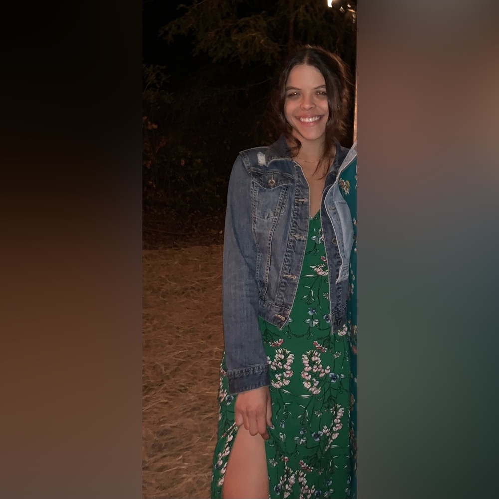 Green floral dress